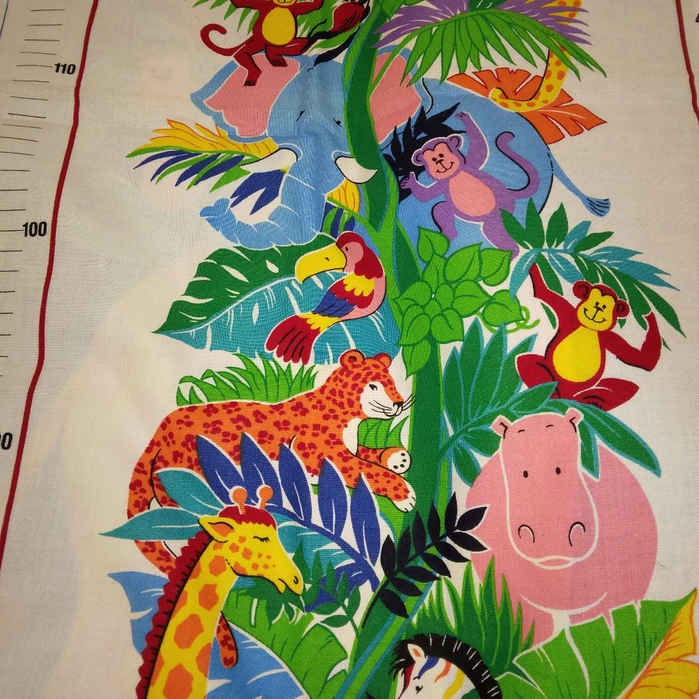 FABRIC Cranston Print Works Rainbow Jungle Growth Chart Panel